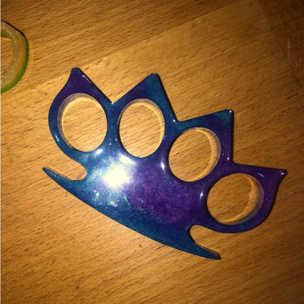 Purple & Blue kitty brass knuckles ( hand made ) customs are available!